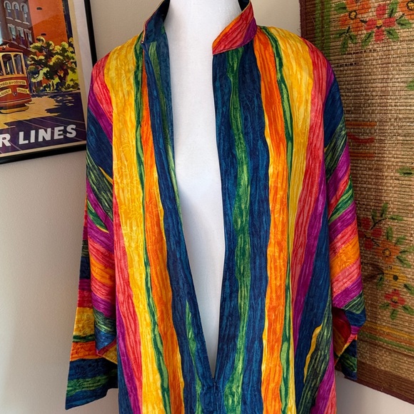 Rare Vintage One Hanes Place Striped Kaftan Dress - Picture 4 of 5